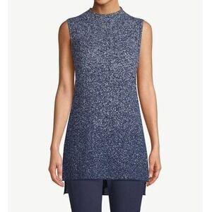 Chico's Zenergy‎ Sleeveless Cashmere Blend Mock Neck Tunic Blue White Sz 0/Small